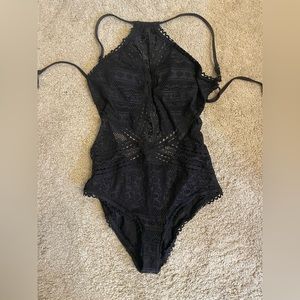 Becca Virtue High Neck Black on piece swimsuit XS